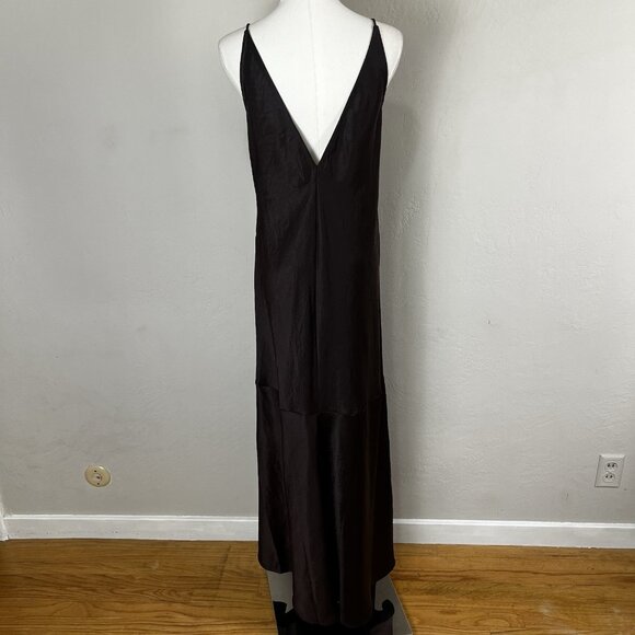 Madewell Satin Sleeveless Maxi Slip Dress V-Neck Carob Brown NT571 Size 2 - Picture 6 of 12